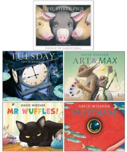 David Wiesner Collection 5 Books Set (The Three Pigs, Tuesday, Art and Max, Mr Wuffles, Flotsam)