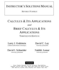 Instructors Solutions Manual To Calculus Its Applications 13Th Edition